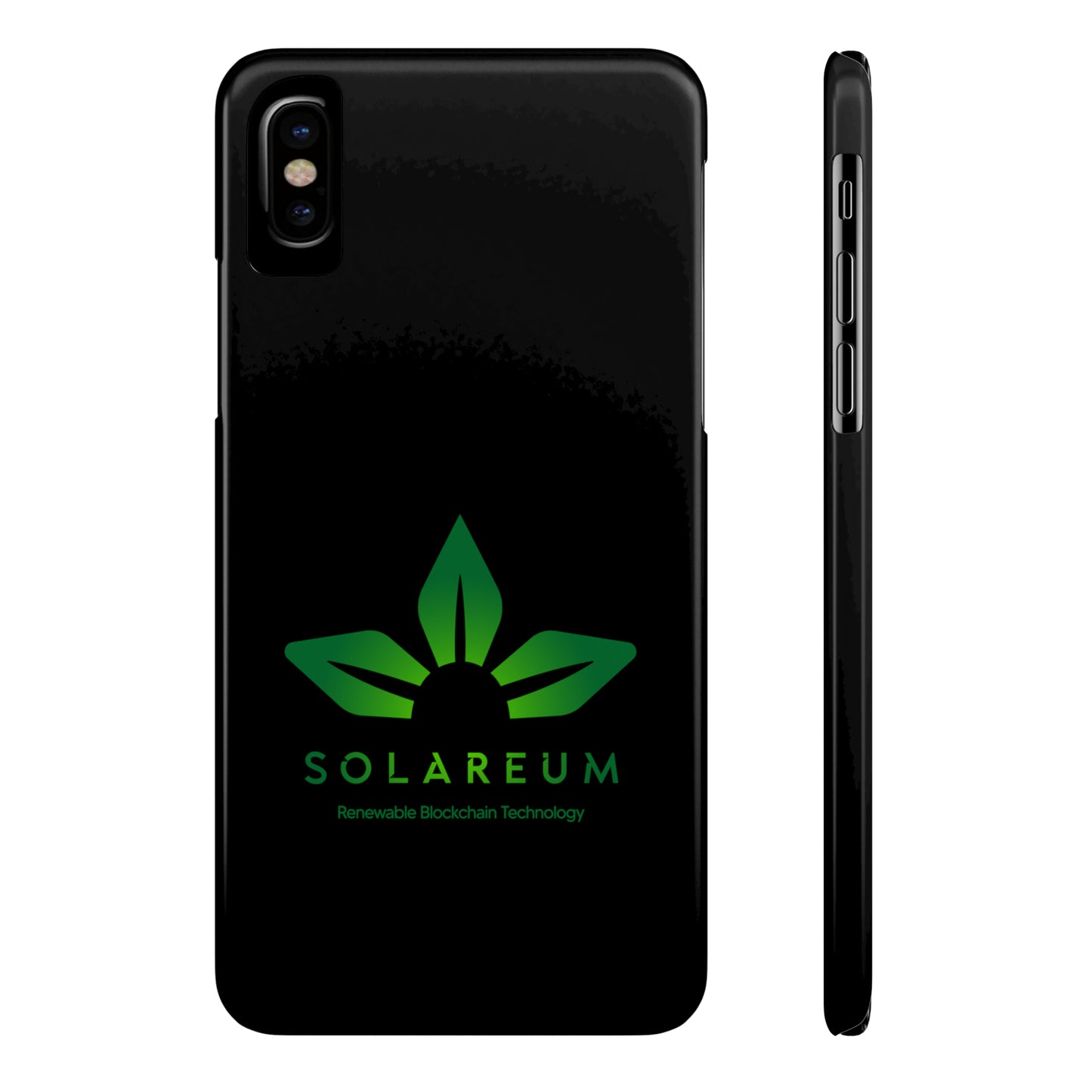 Slim, Green Logo Phone Case Black