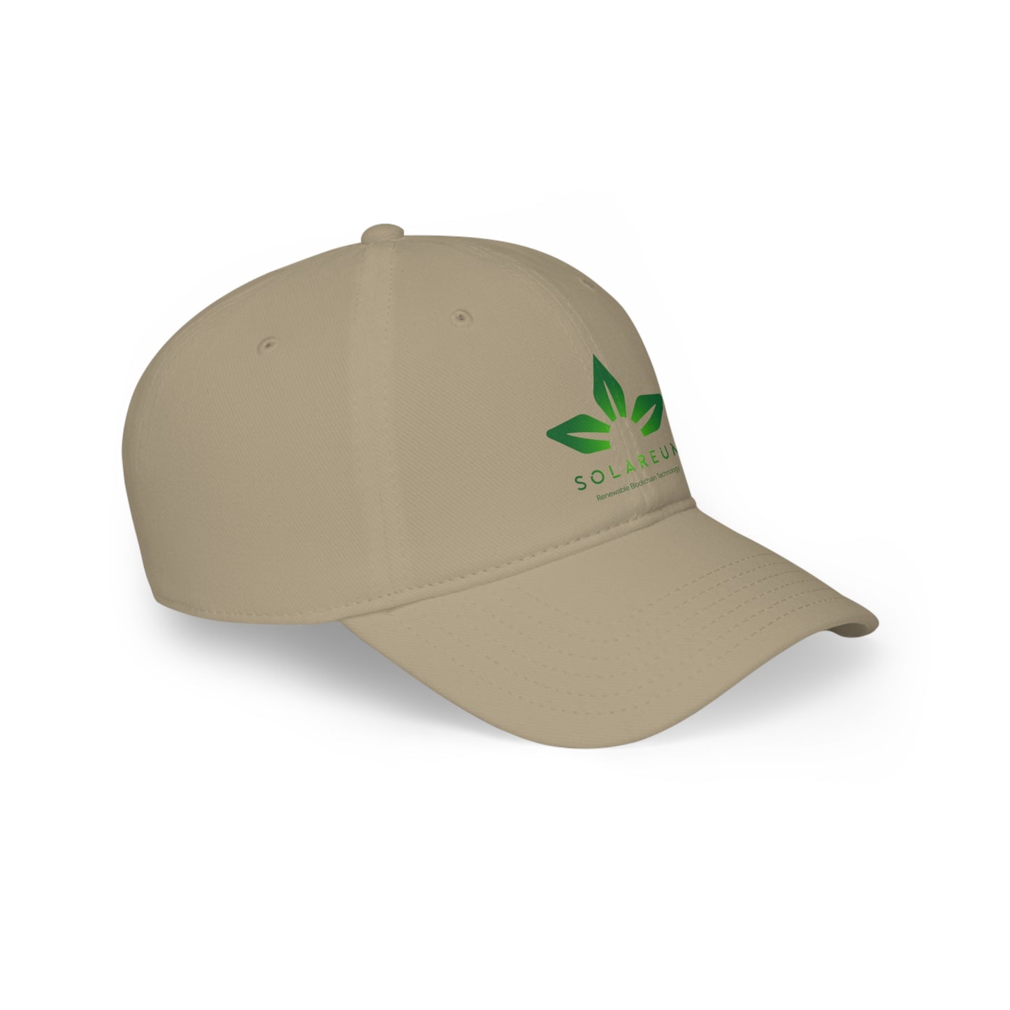 Khaki or white, Low Profile Baseball Cap, Green Logo