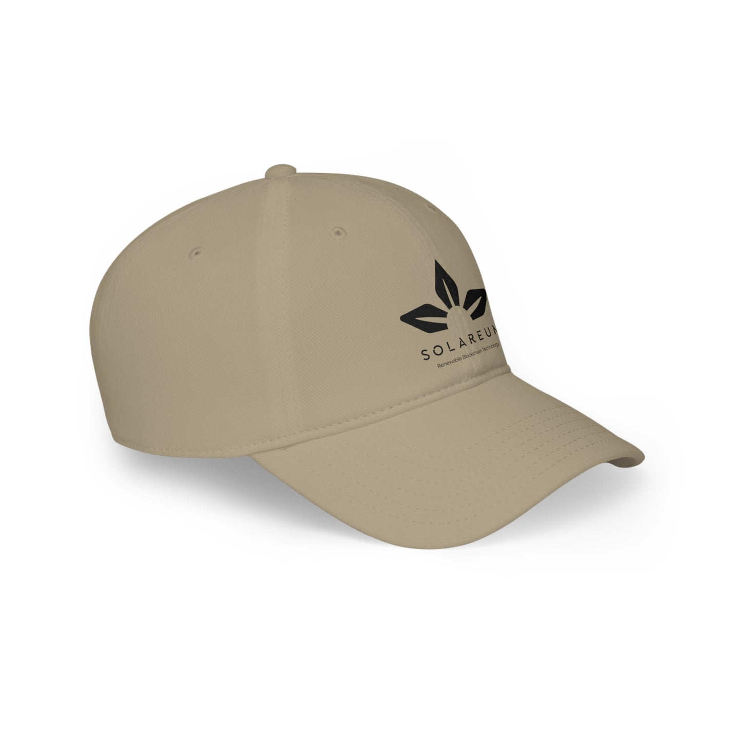 Khaki or white, Low Profile Baseball Cap, Black Logo