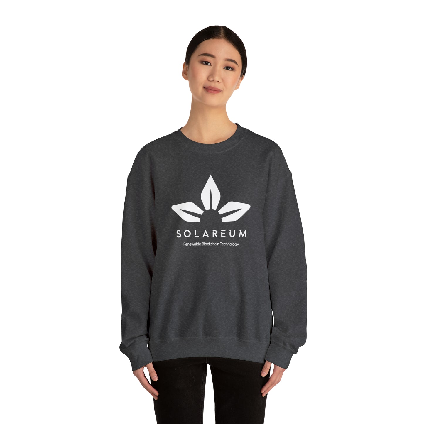 Unisex Heavy Blend™ Crewneck White Logo Sweatshirt