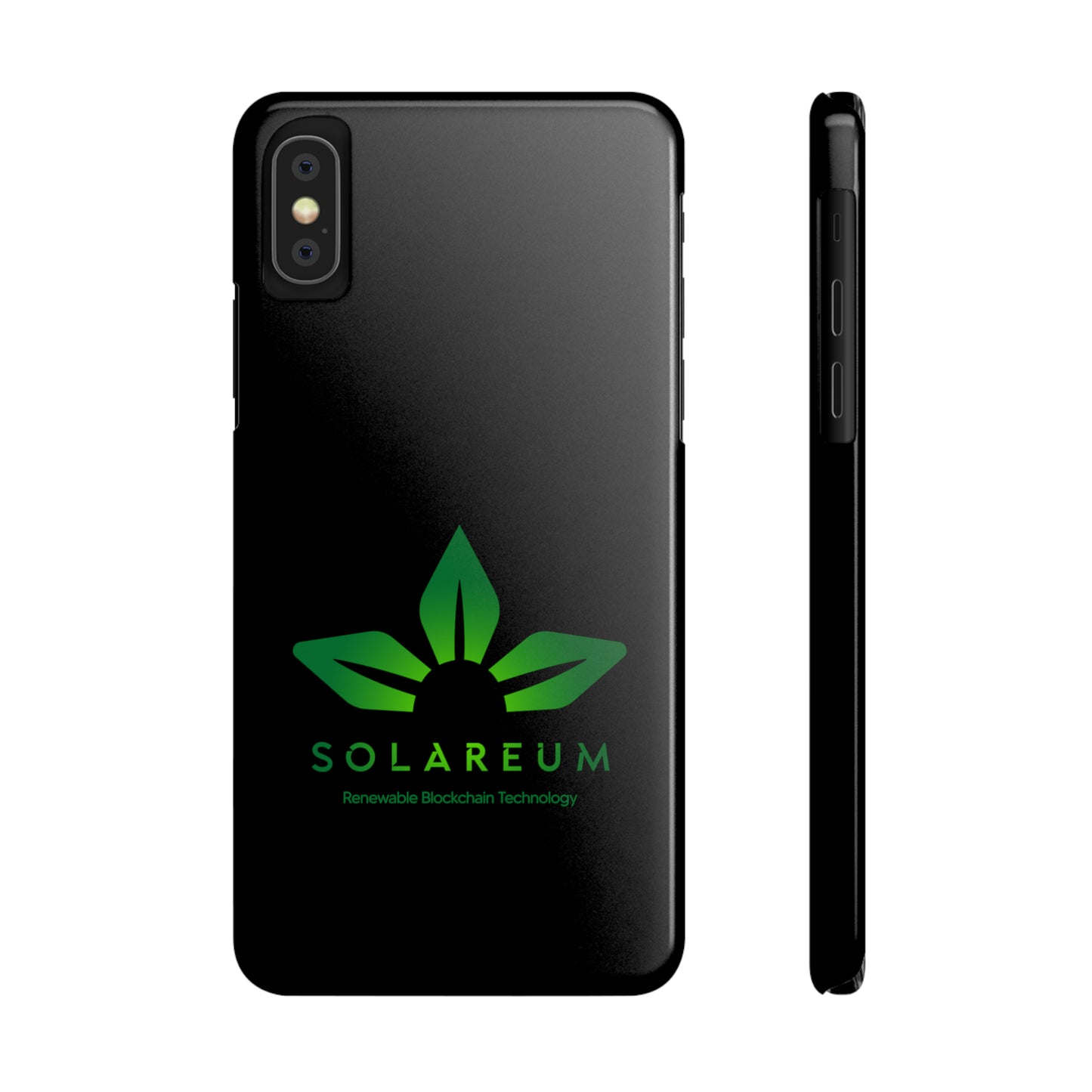 Slim, Green Logo Phone Case Black