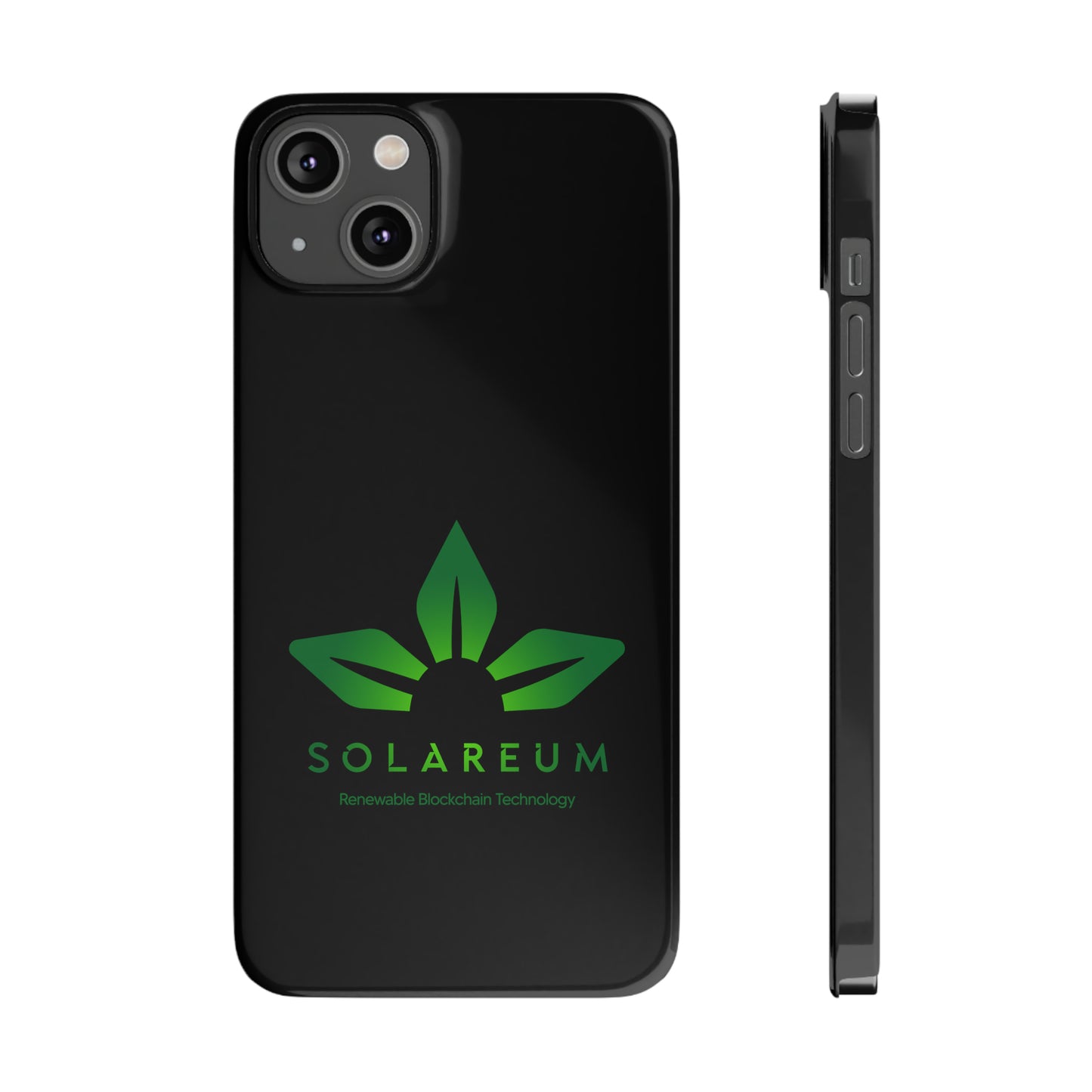 Slim, Green Logo Phone Case Black