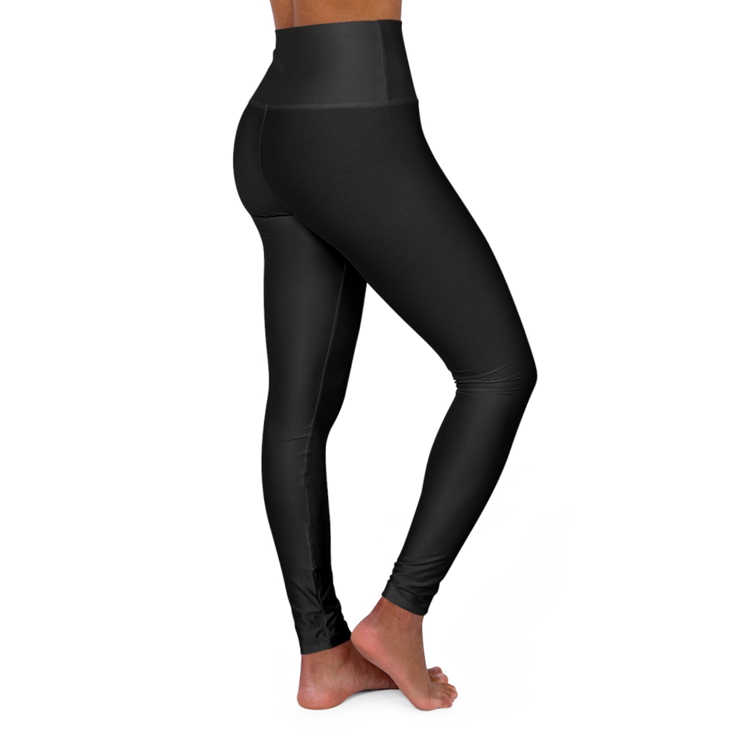 Women's High Waisted, Green Logo, Black Yoga Leggings