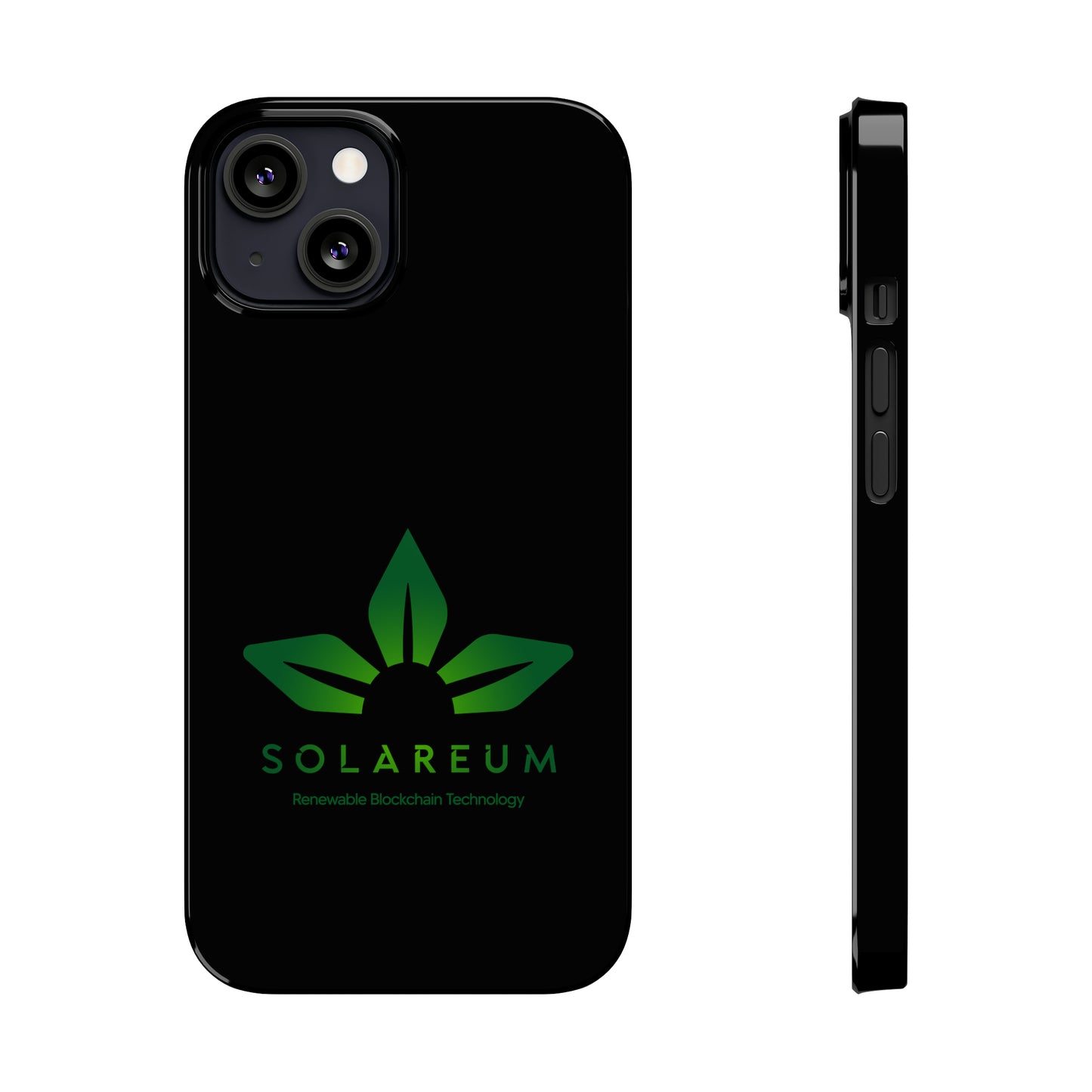 Slim, Green Logo Phone Case Black