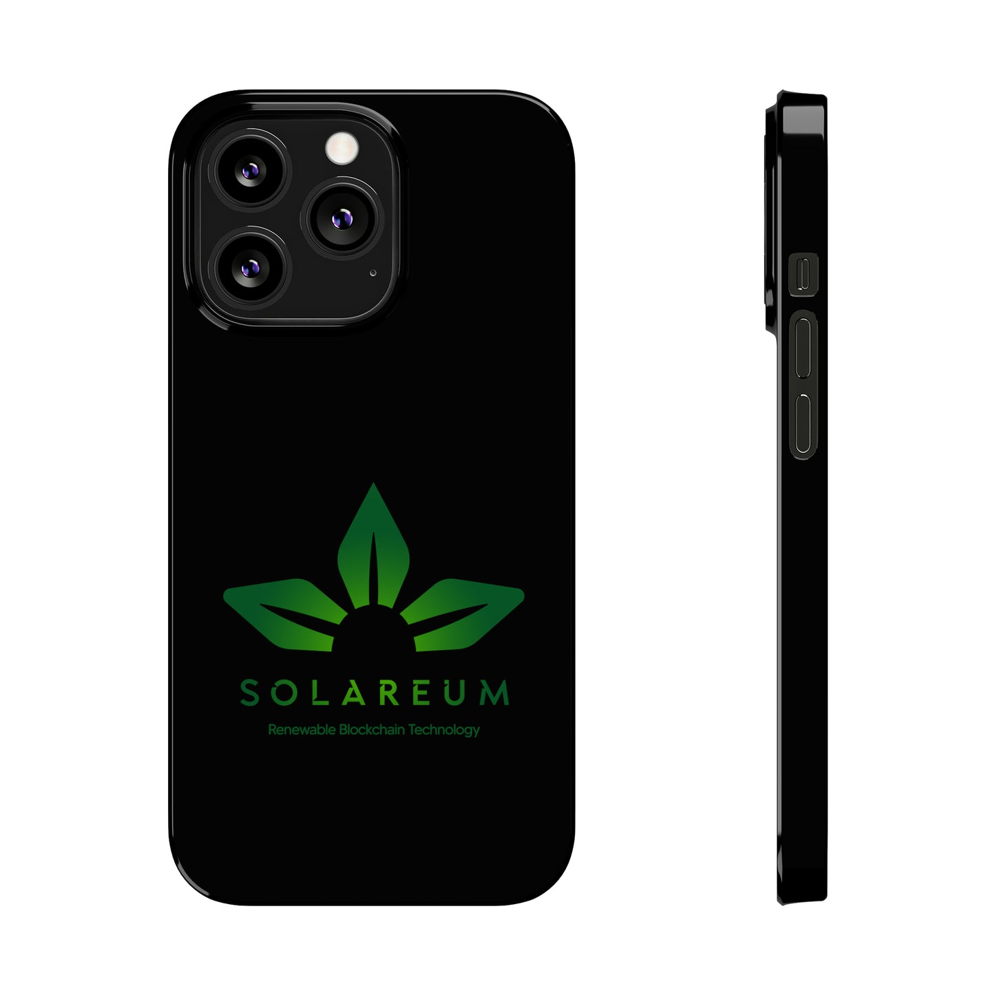 Slim, Green Logo Phone Case Black