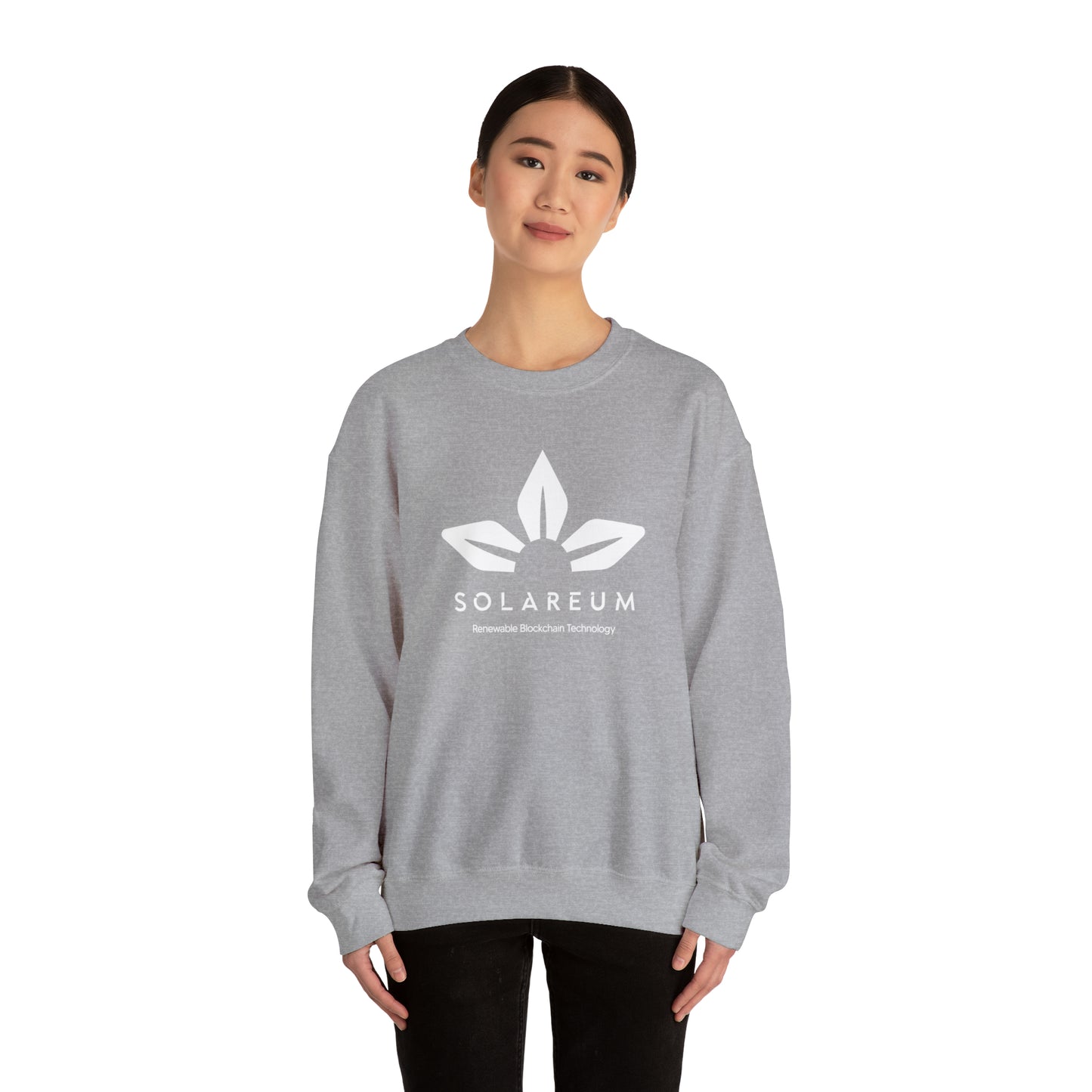 Unisex Heavy Blend™ Crewneck White Logo Sweatshirt