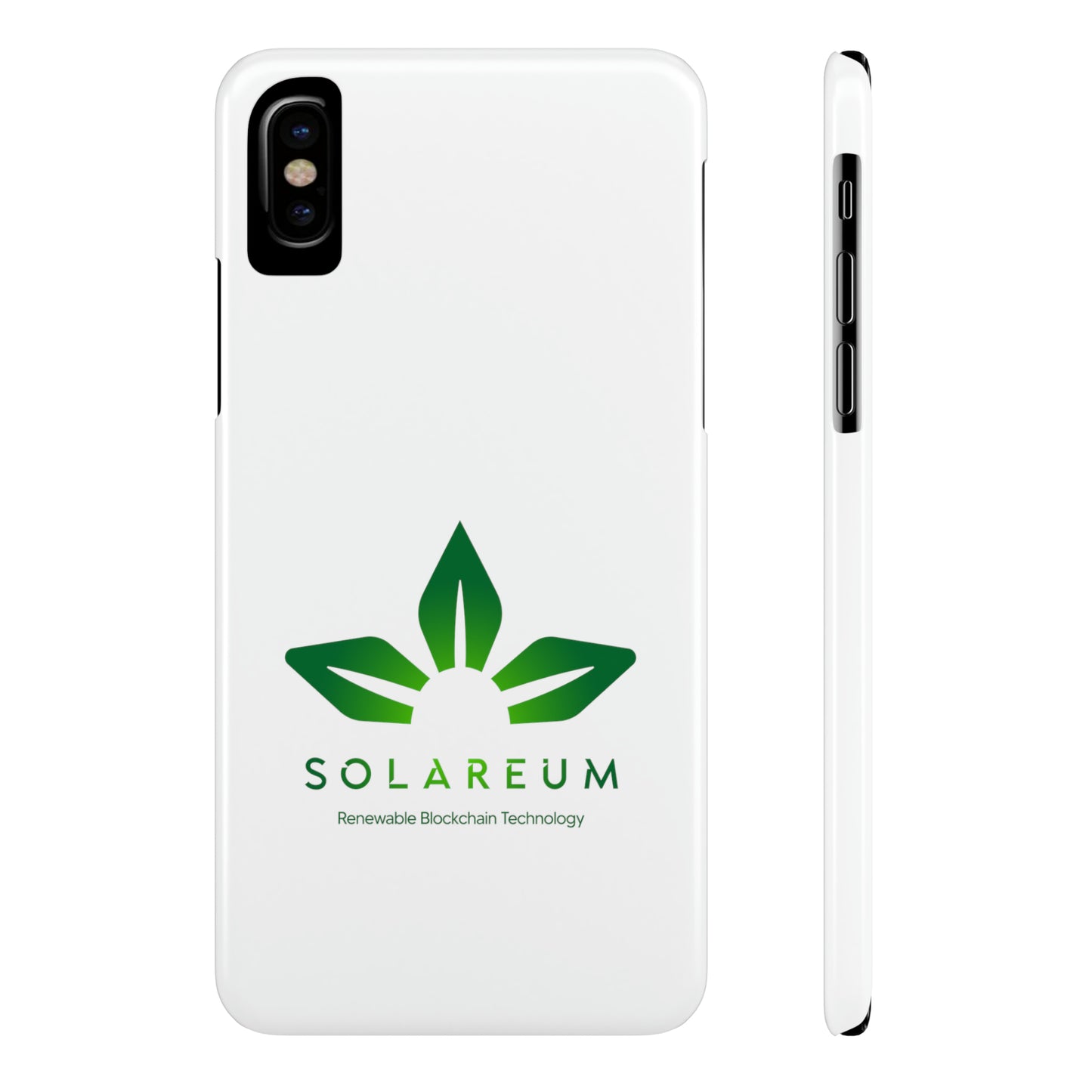 Slim, Green Logo Phone Case White