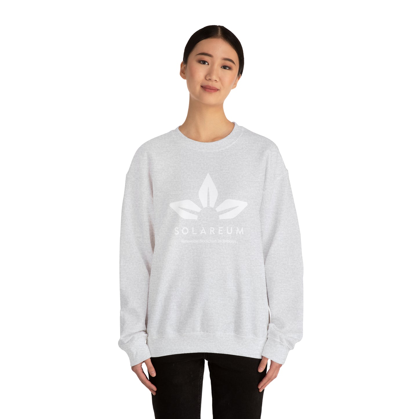 Unisex Heavy Blend™ Crewneck White Logo Sweatshirt