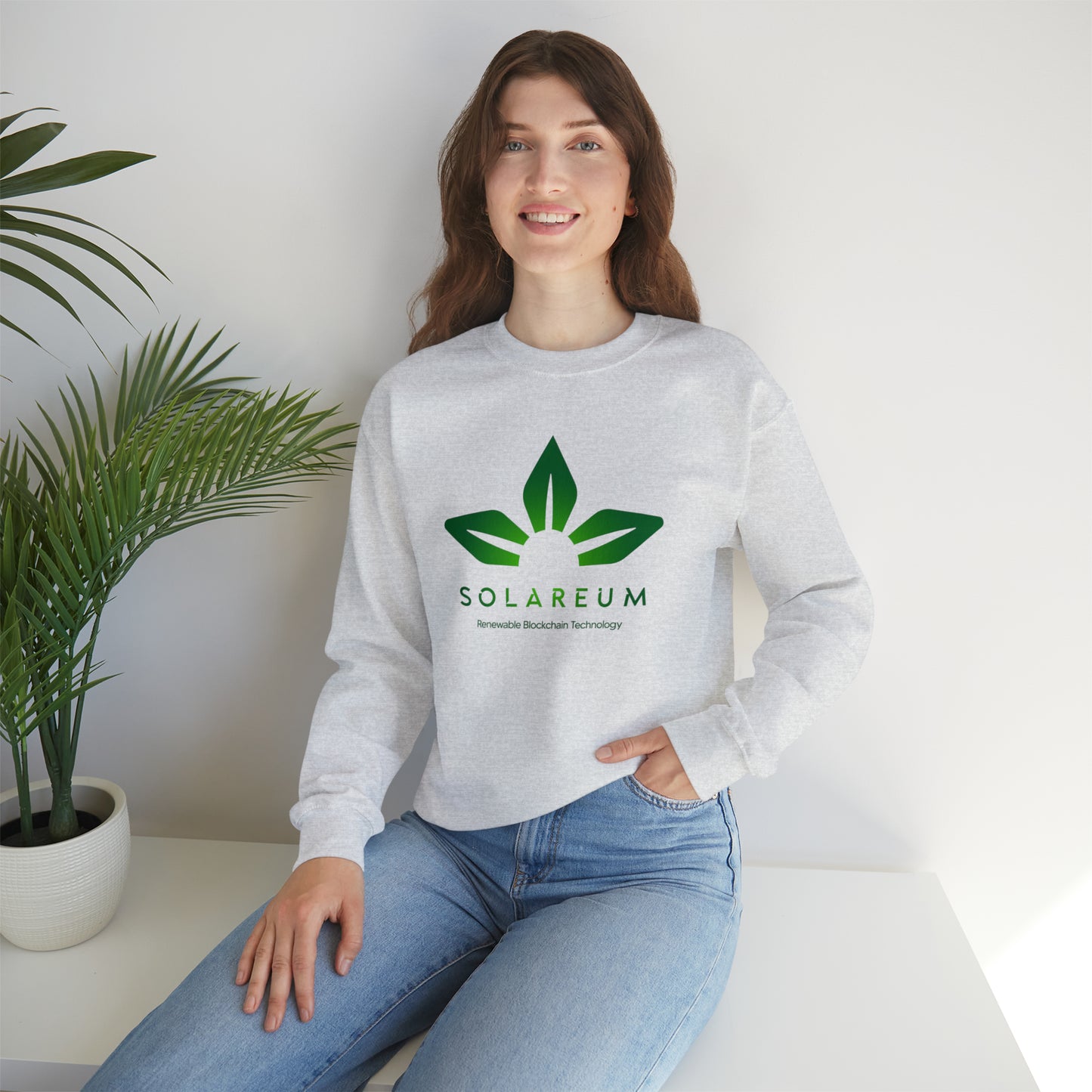 Unisex Heavy Blend™ Crewneck Green Logo Sweatshirt