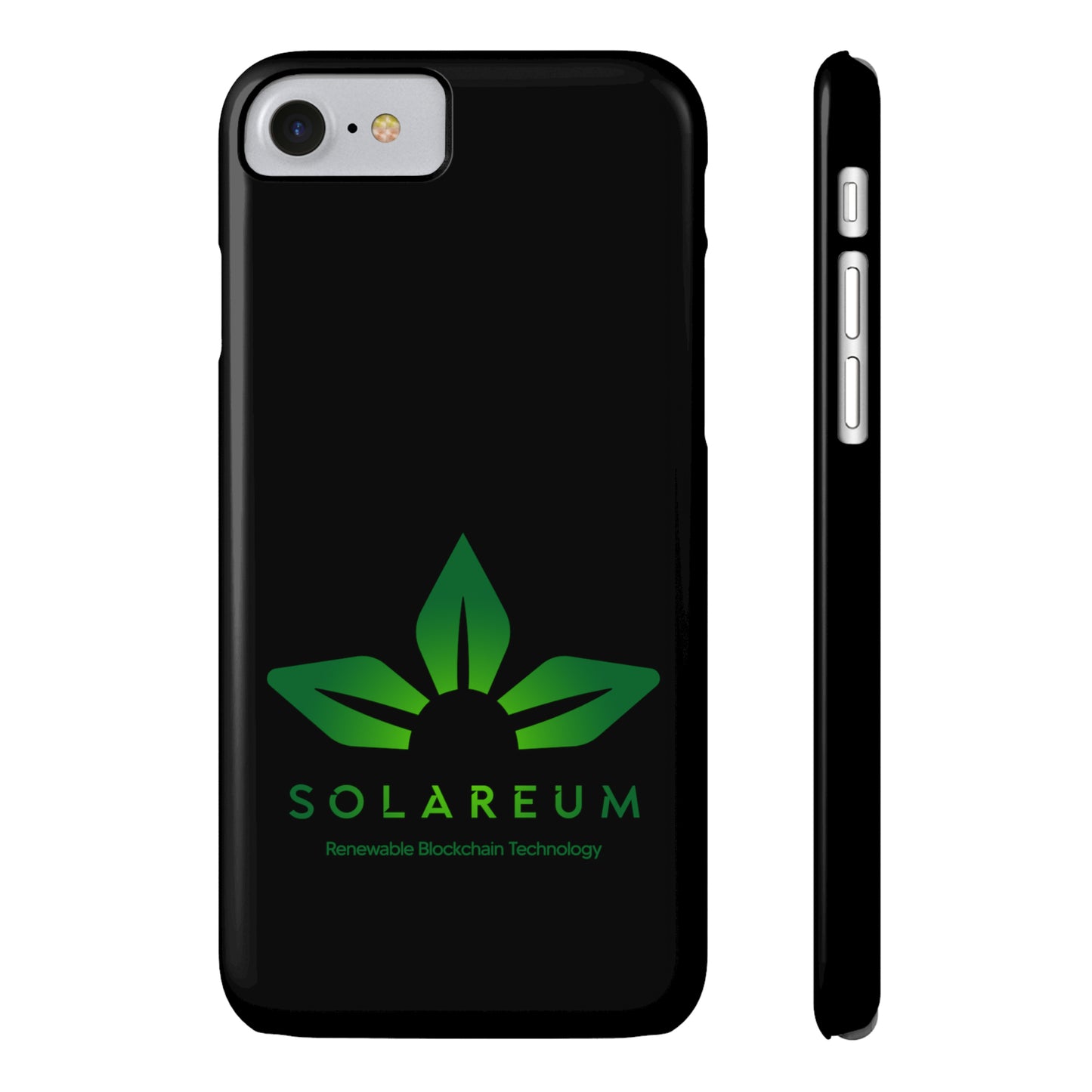 Slim, Green Logo Phone Case Black