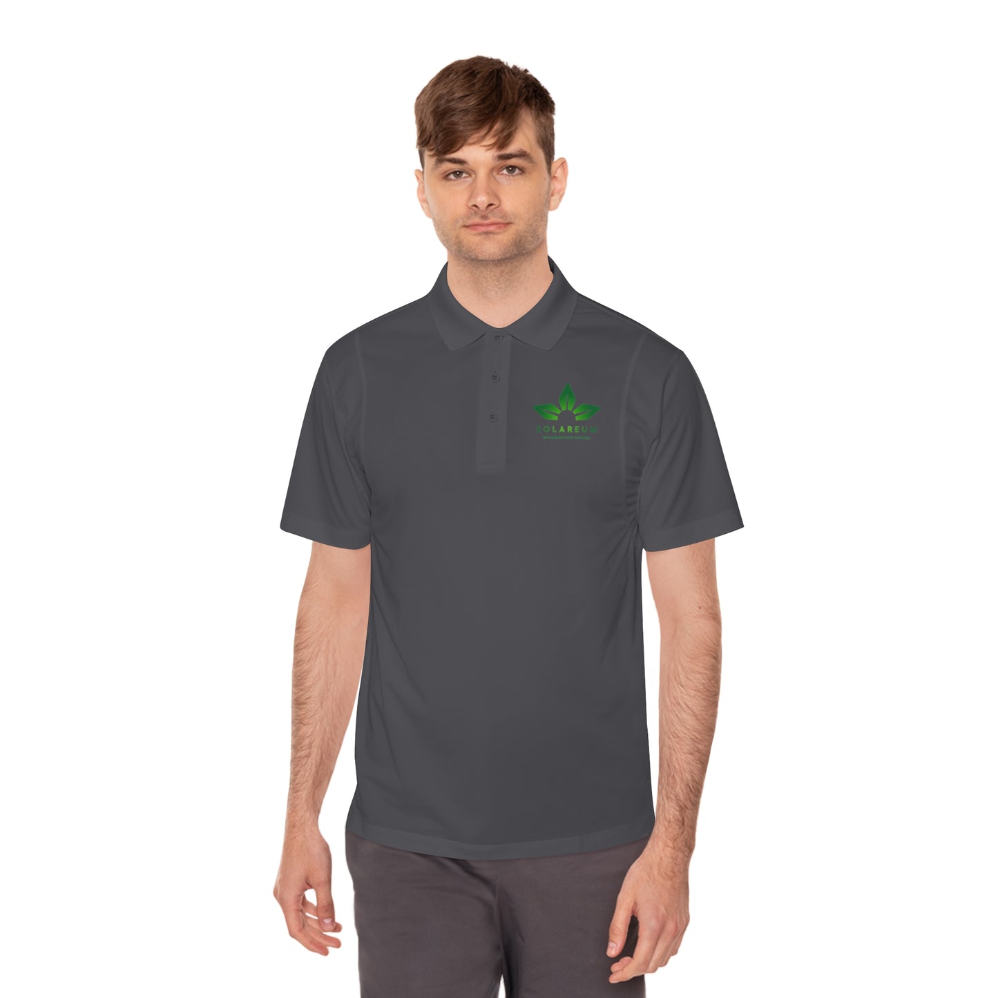 Men's Sport Pol, Green Logo Shirt