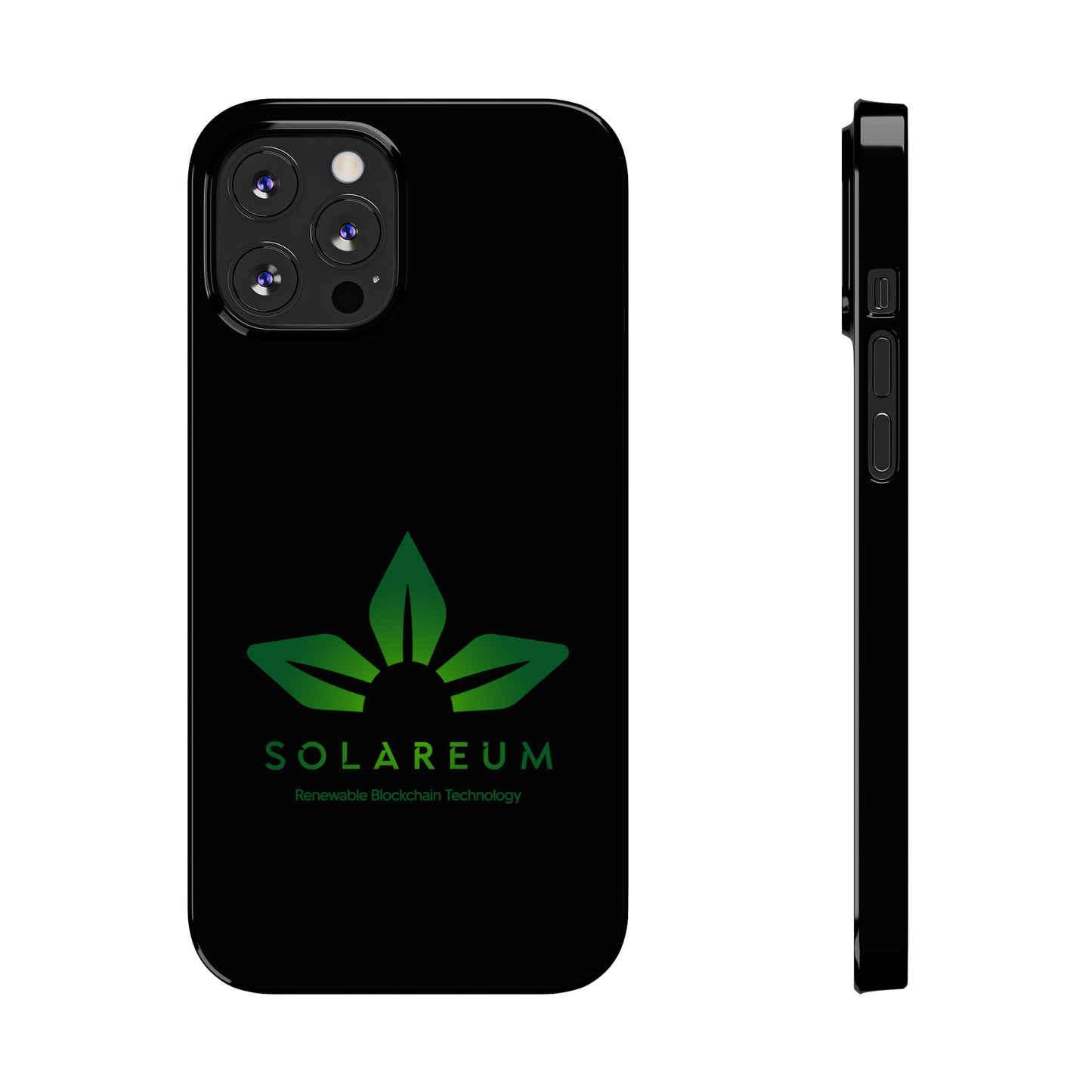 Slim, Green Logo Phone Case Black