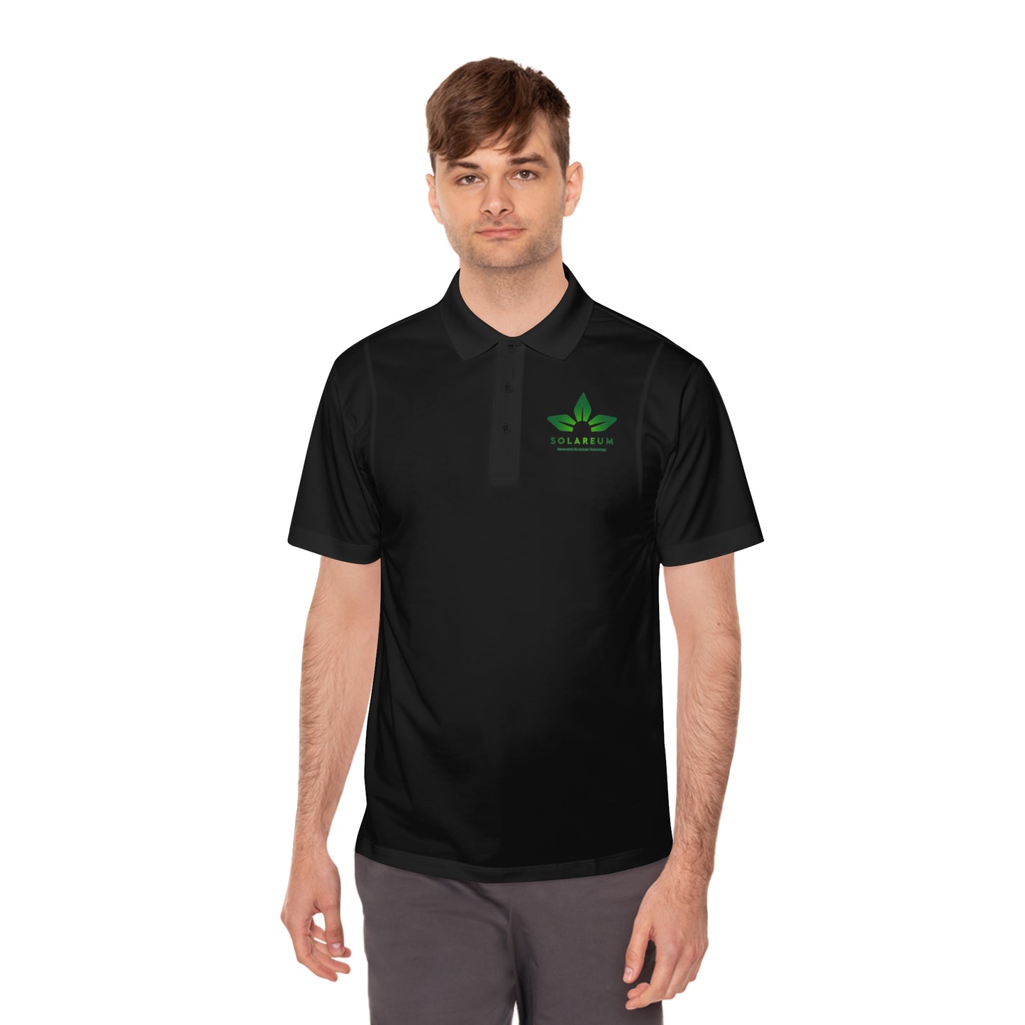 Men's Sport Pol, Green Logo Shirt