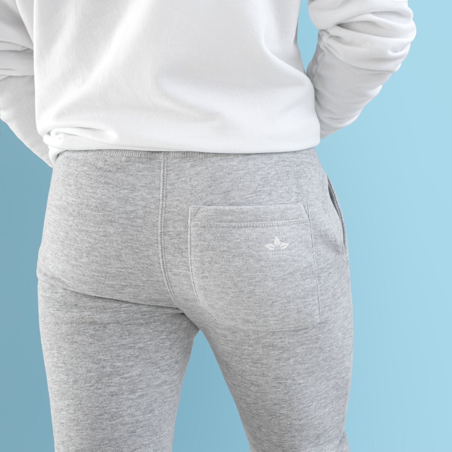 Unisex White Logo Fleece Joggers