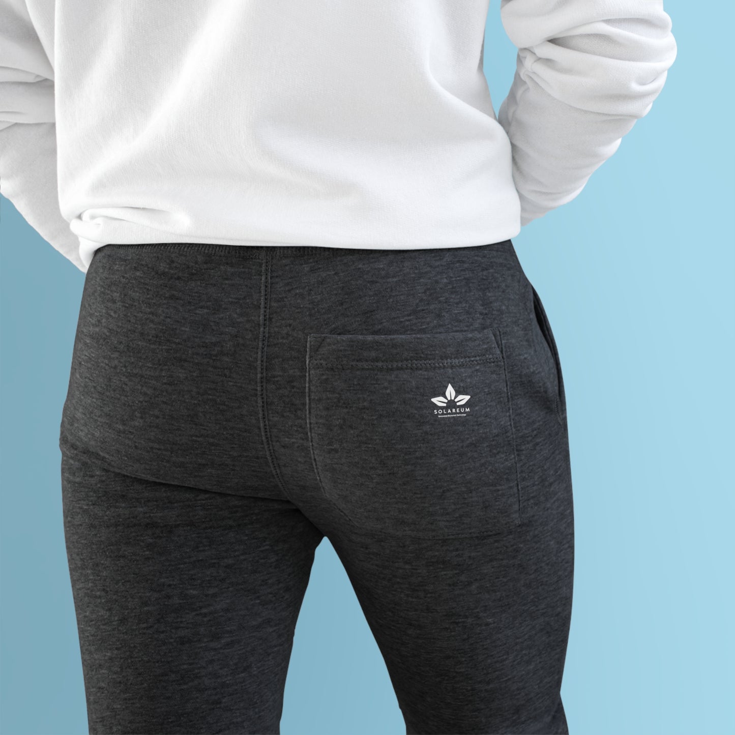 Unisex White Logo Fleece Joggers