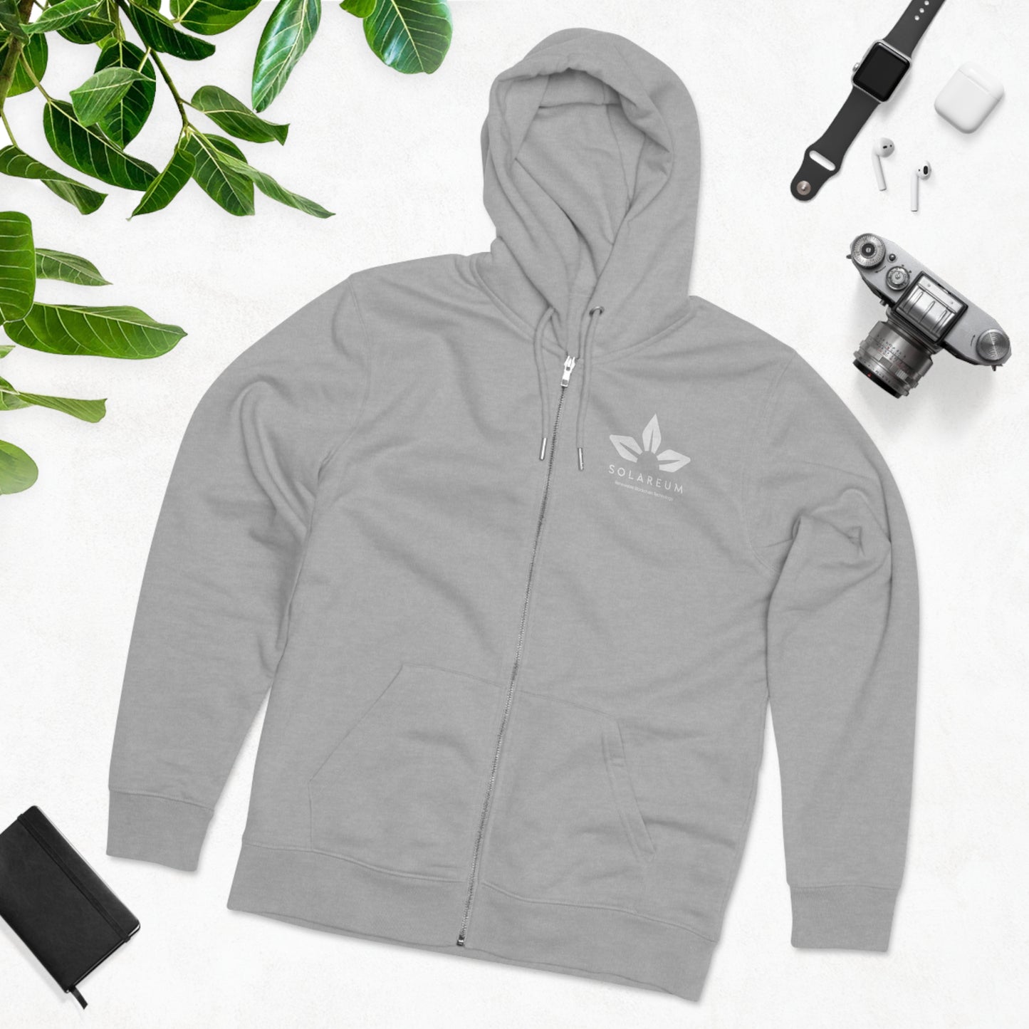 Black, Men's Cultivator White Logo Zip Hoodie