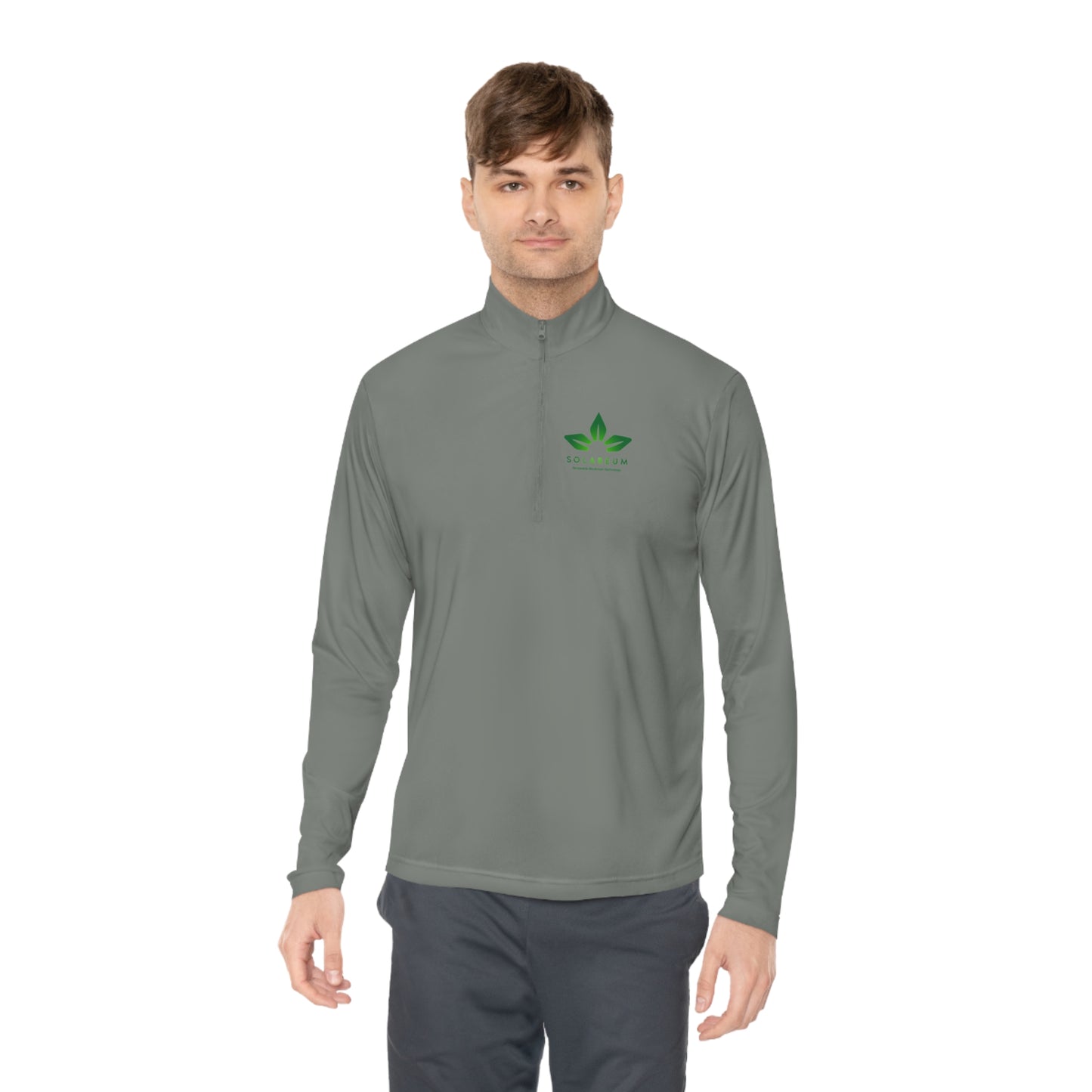 Unisex Quarter-Zip Green Logo Pullover