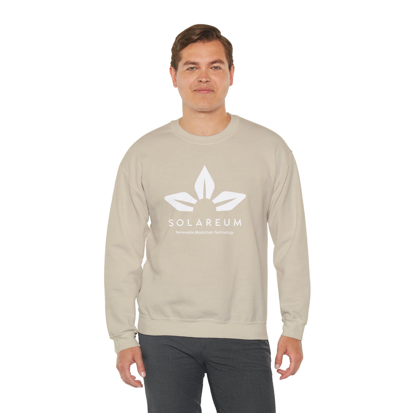 Unisex Heavy Blend™ Crewneck White Logo Sweatshirt