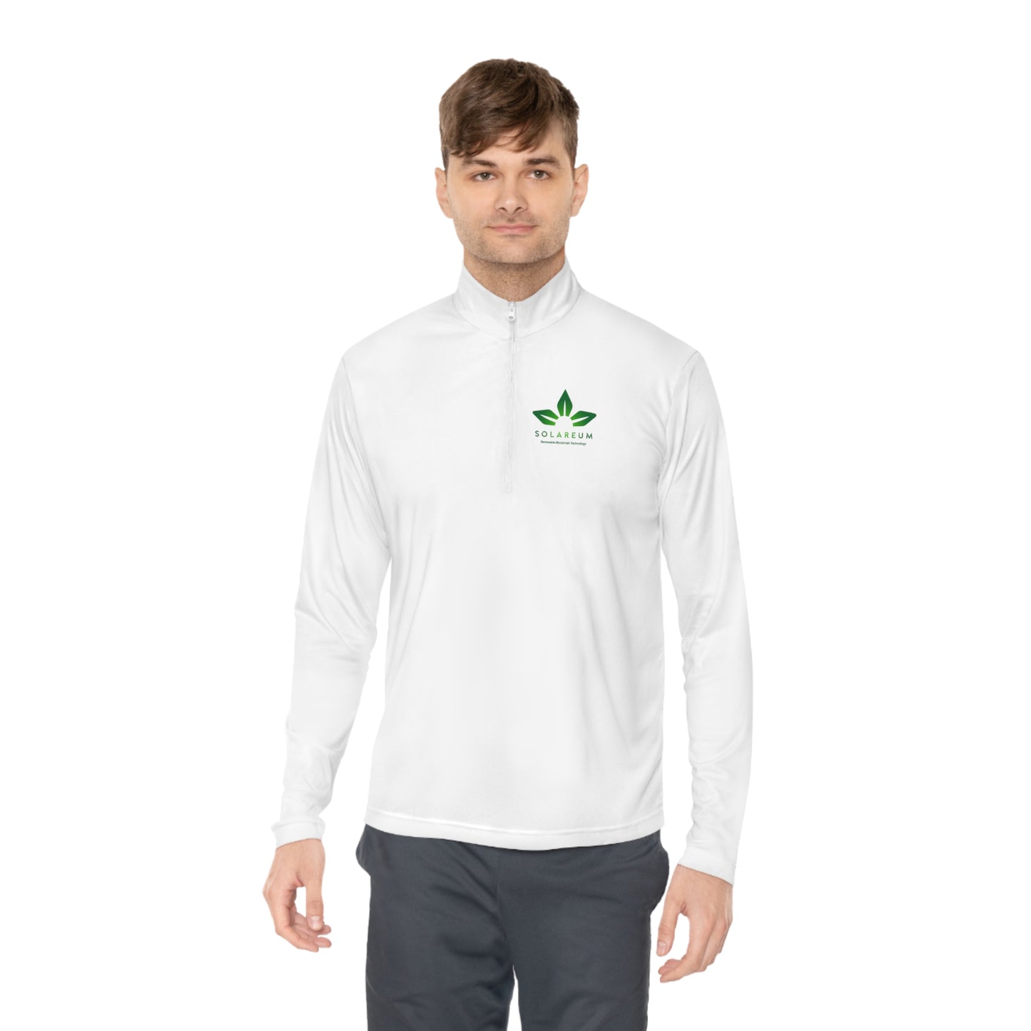 Unisex Quarter-Zip Green Logo Pullover