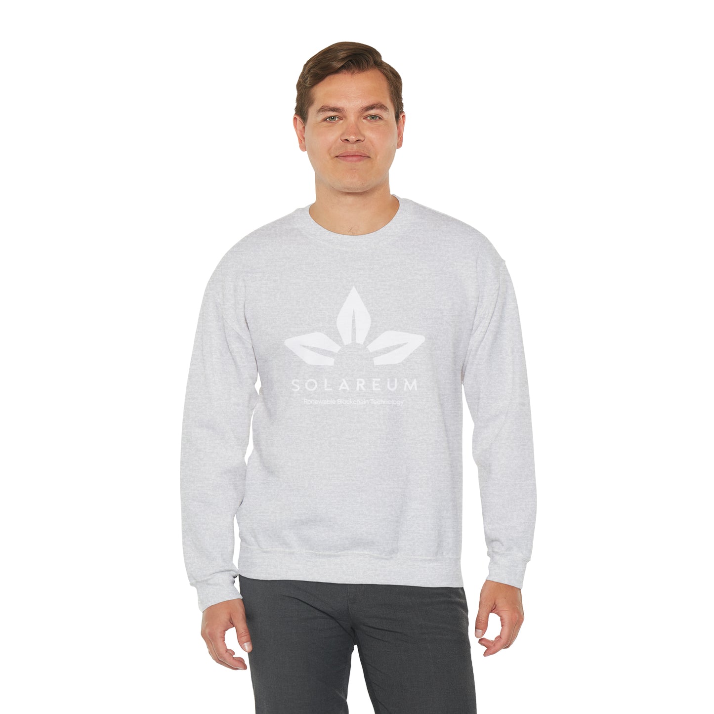 Unisex Heavy Blend™ Crewneck White Logo Sweatshirt