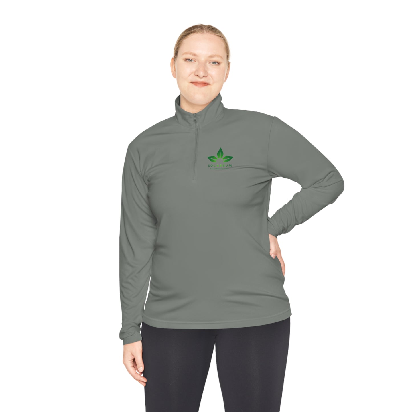 Unisex Quarter-Zip Green Logo Pullover