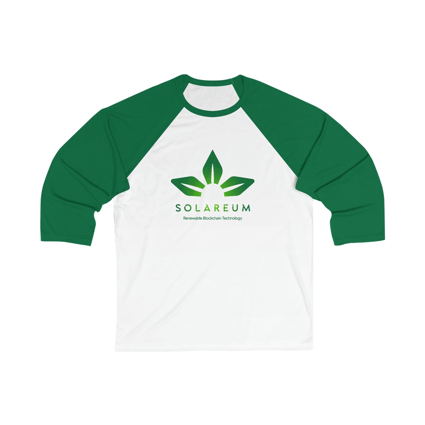 Unisex 3/4 Sleeve, Green logo, Baseball Tee