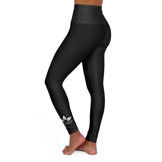 Women's High Waisted, White Logo, Yoga Leggings