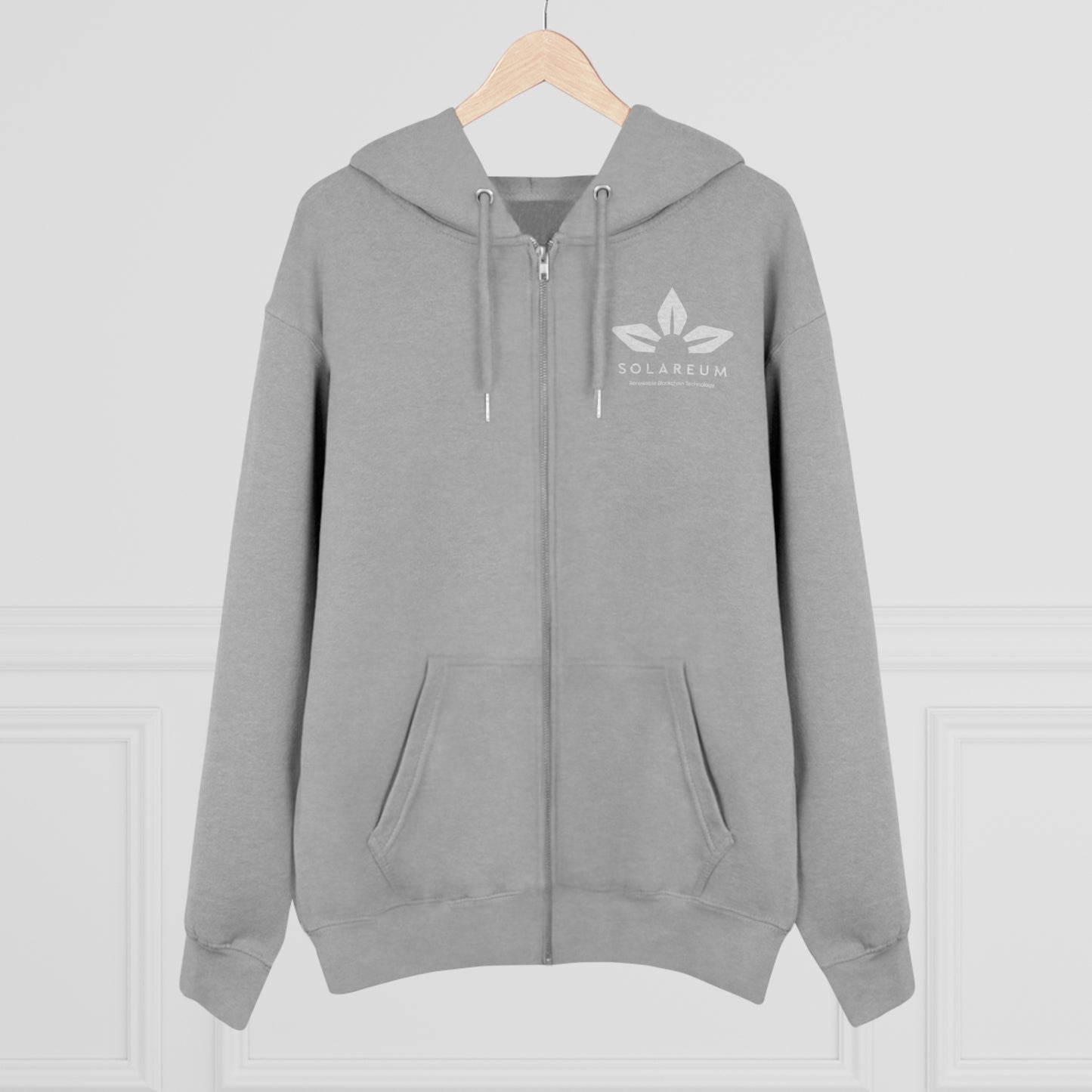 Grey, Men's Cultivator White Logo Zip Hoodie