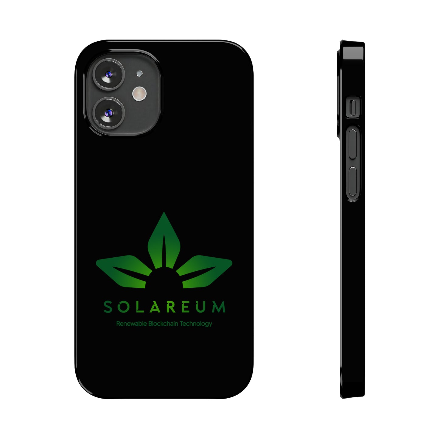 Slim, Green Logo Phone Case Black