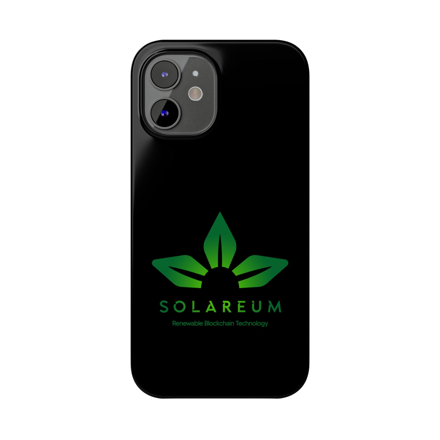 Slim, Green Logo Phone Case Black