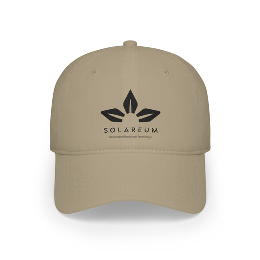 Khaki or white, Low Profile Baseball Cap, Black Logo