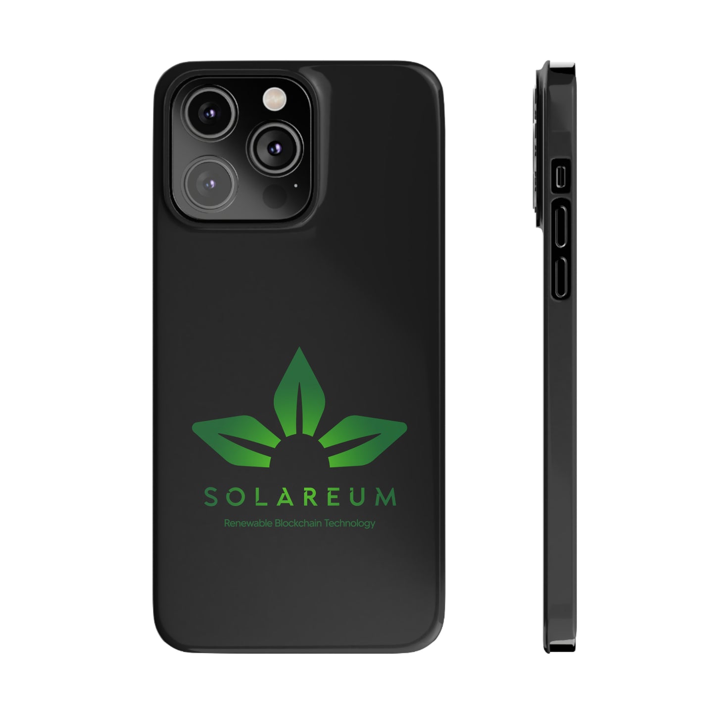 Slim, Green Logo Phone Case Black