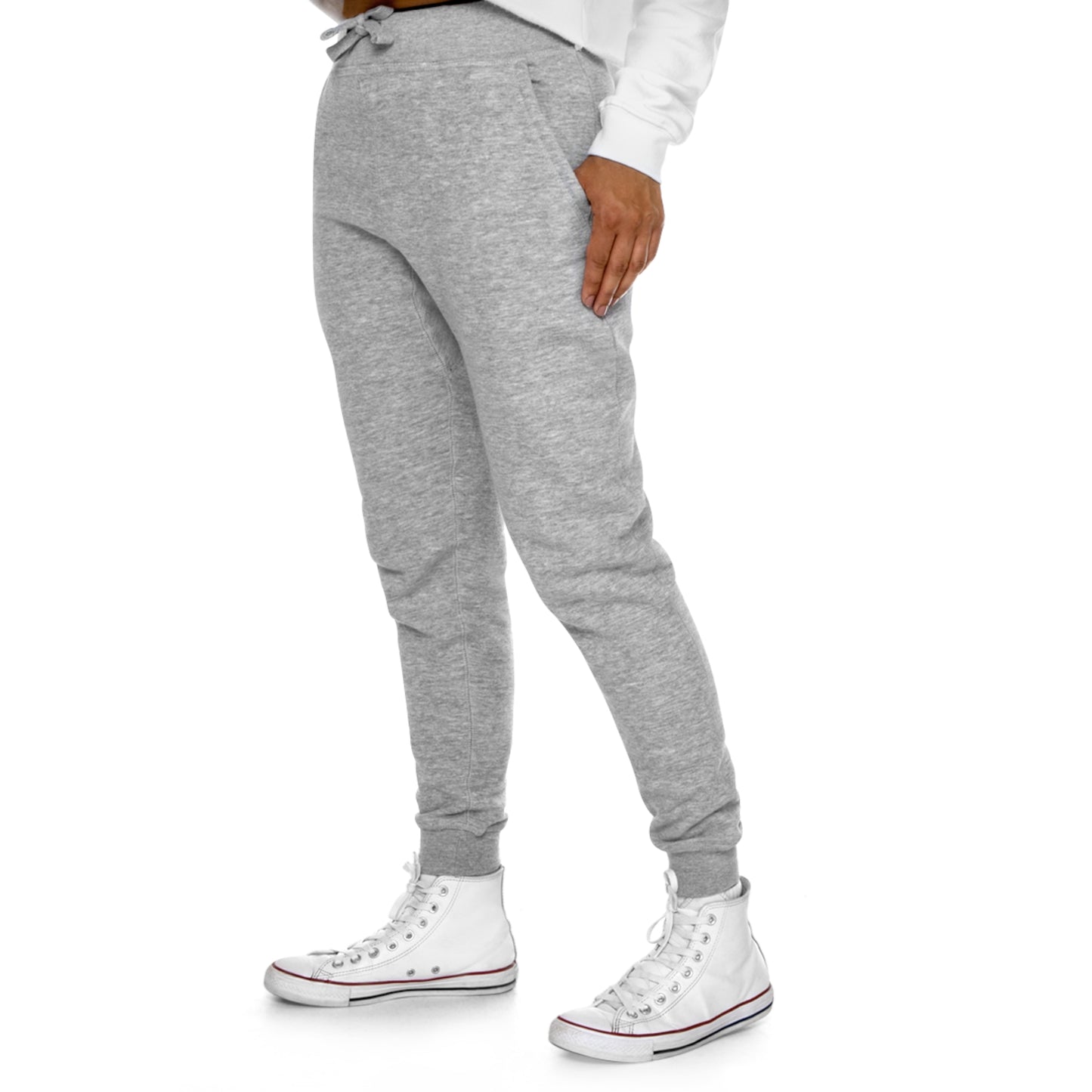 Unisex White Logo Fleece Joggers