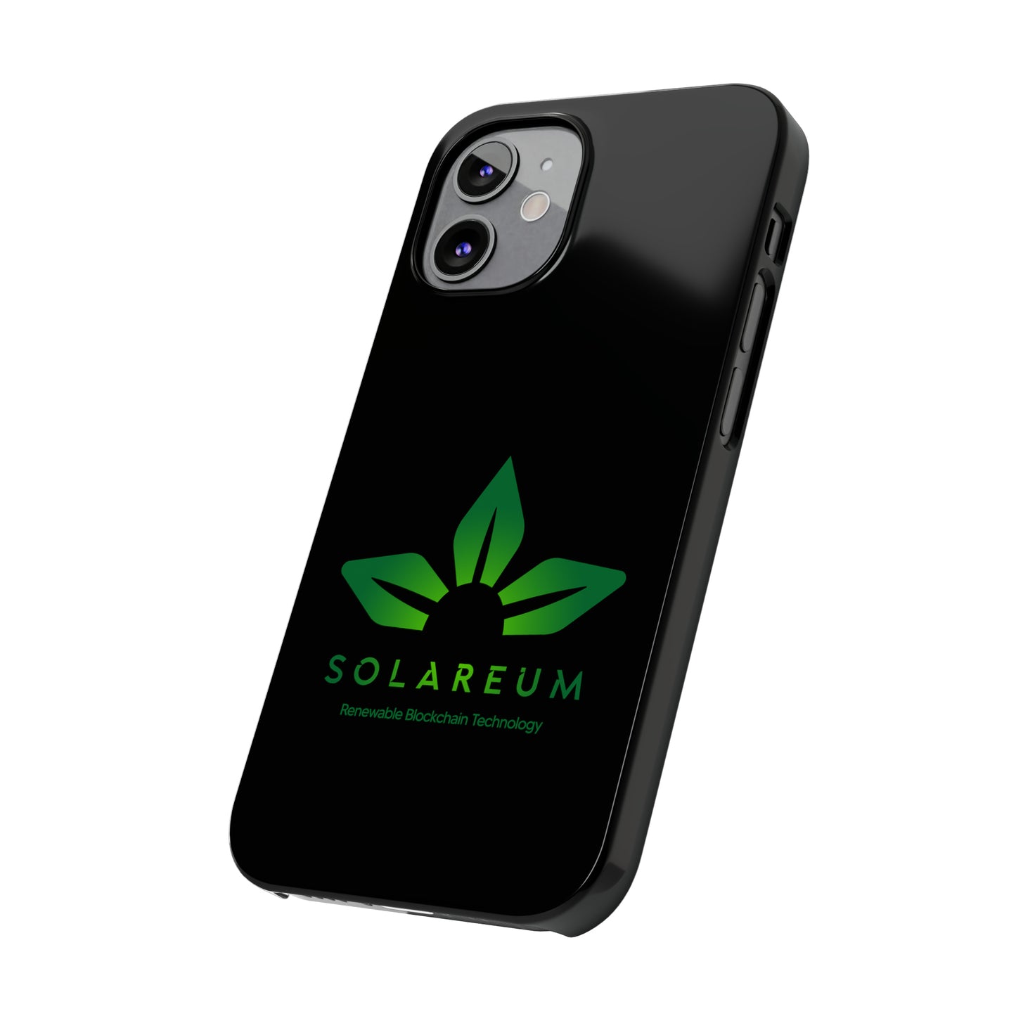 Slim, Green Logo Phone Case Black