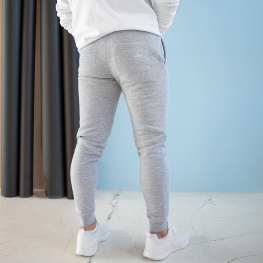 Unisex White Logo Fleece Joggers