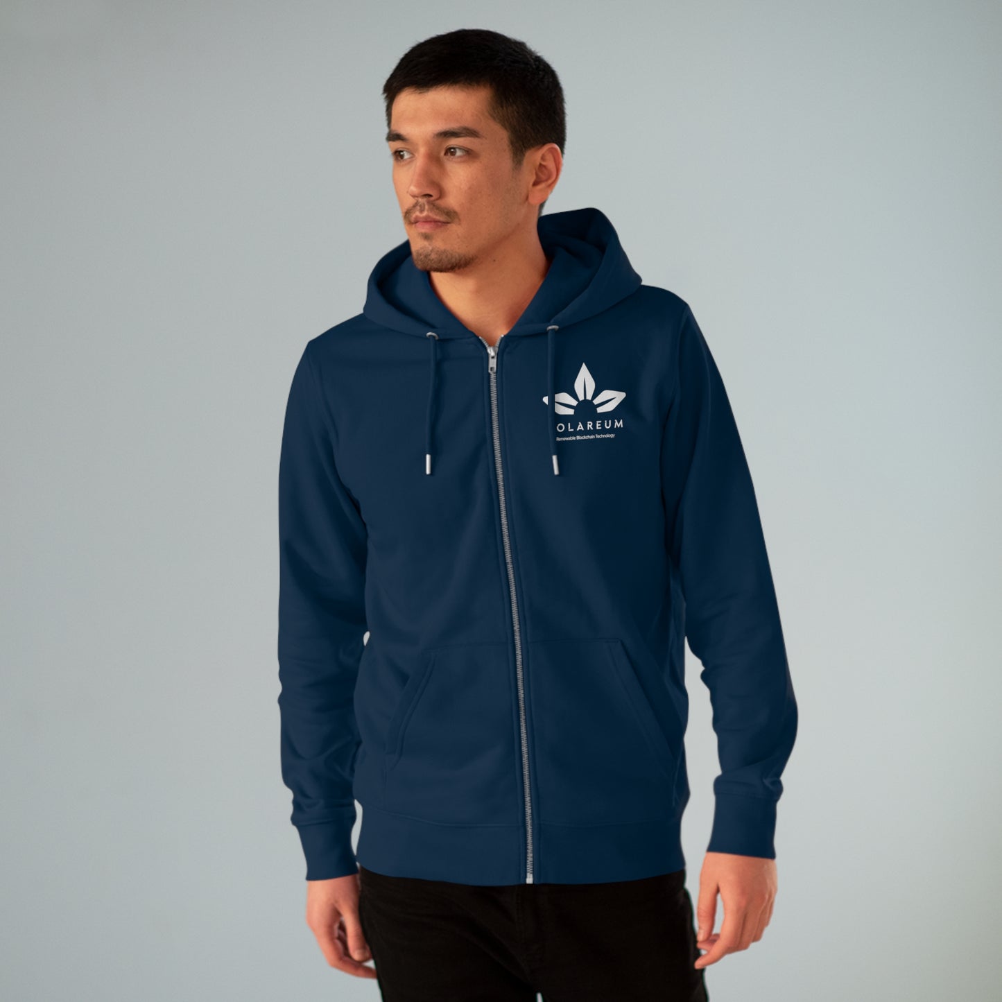 Navy, Men's Cultivator White Logo Zip Hoodie