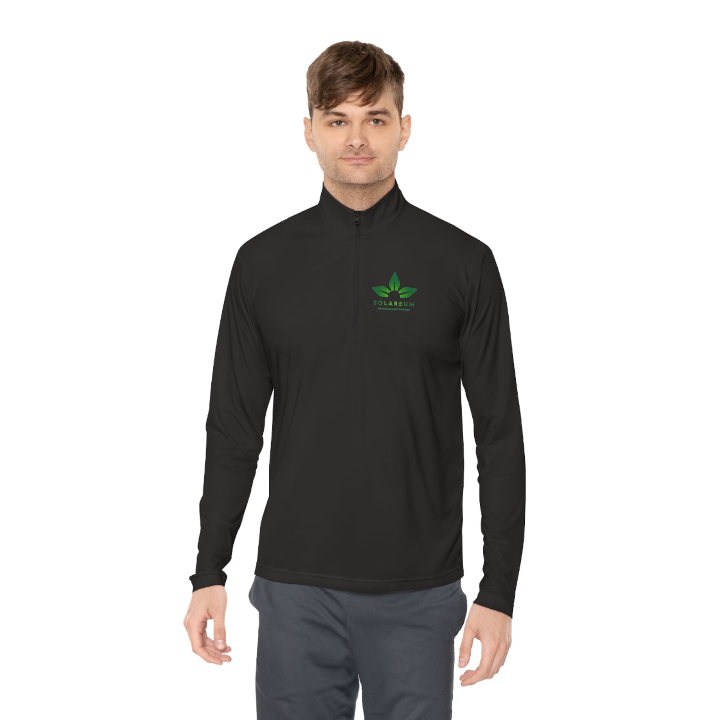 Unisex Quarter-Zip Green Logo Pullover