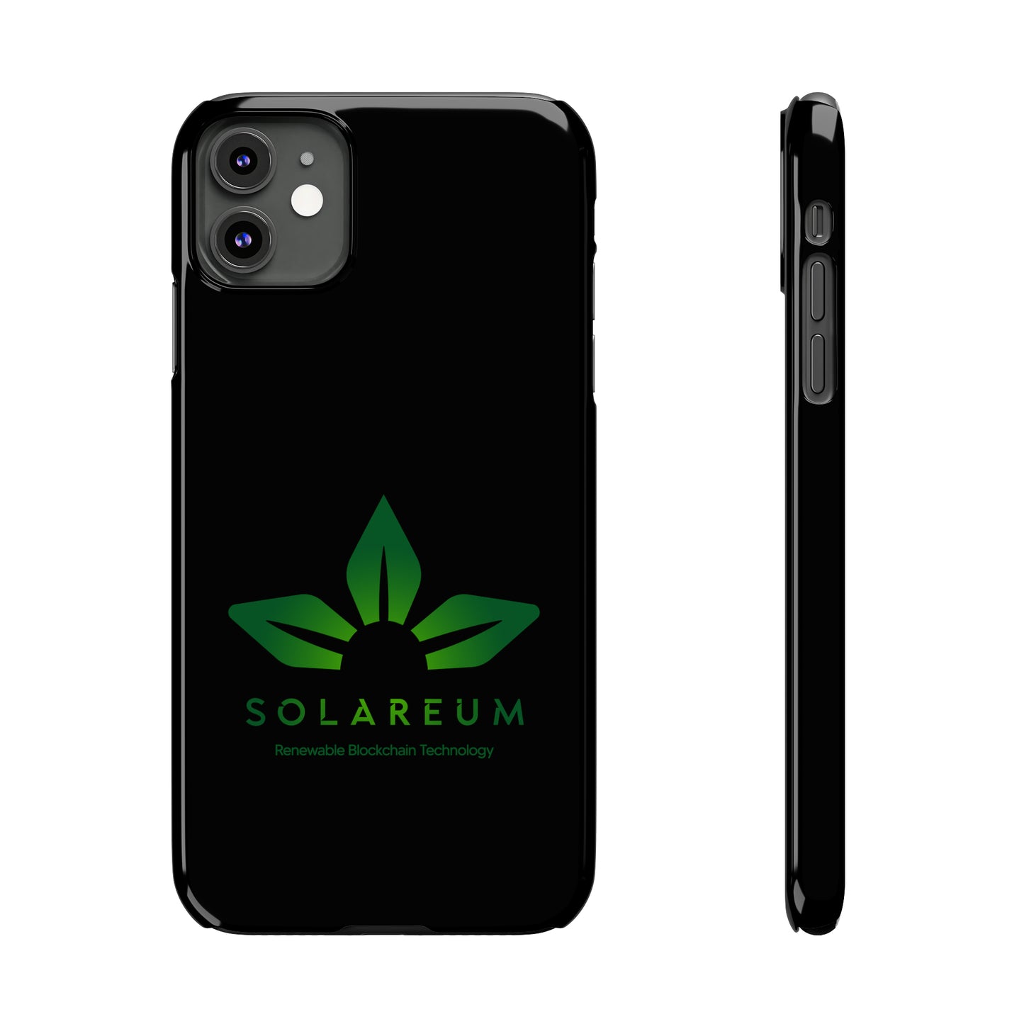 Slim, Green Logo Phone Case Black