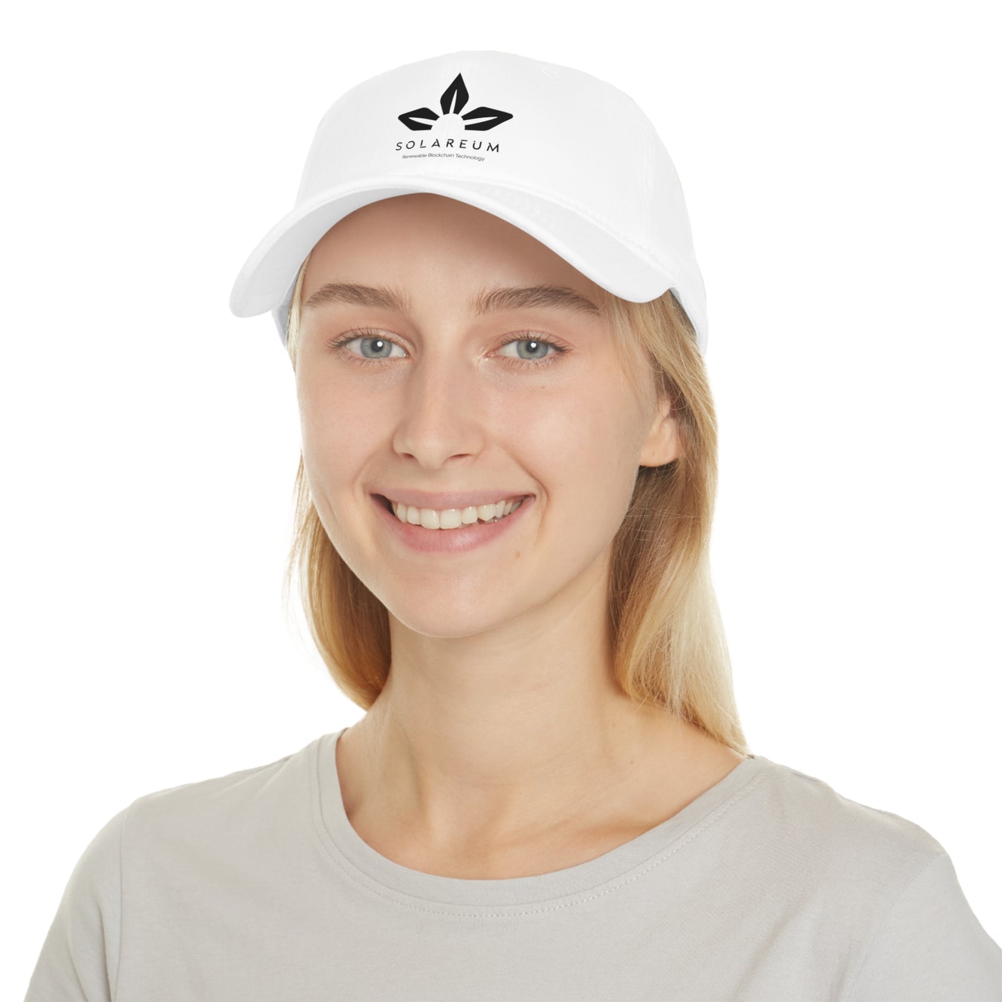 Khaki or white, Low Profile Baseball Cap, Black Logo