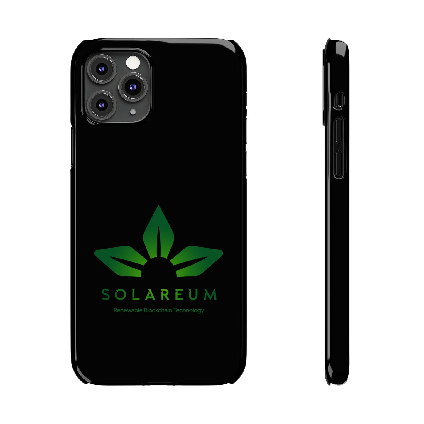 Slim, Green Logo Phone Case Black