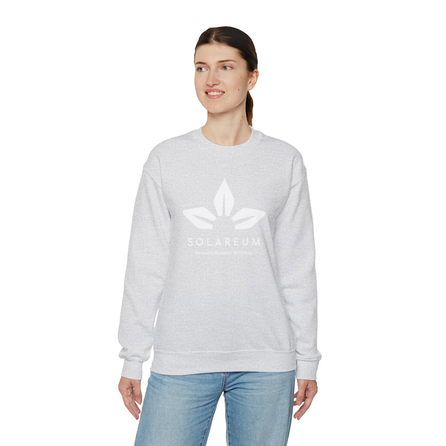 Unisex Heavy Blend™ Crewneck White Logo Sweatshirt