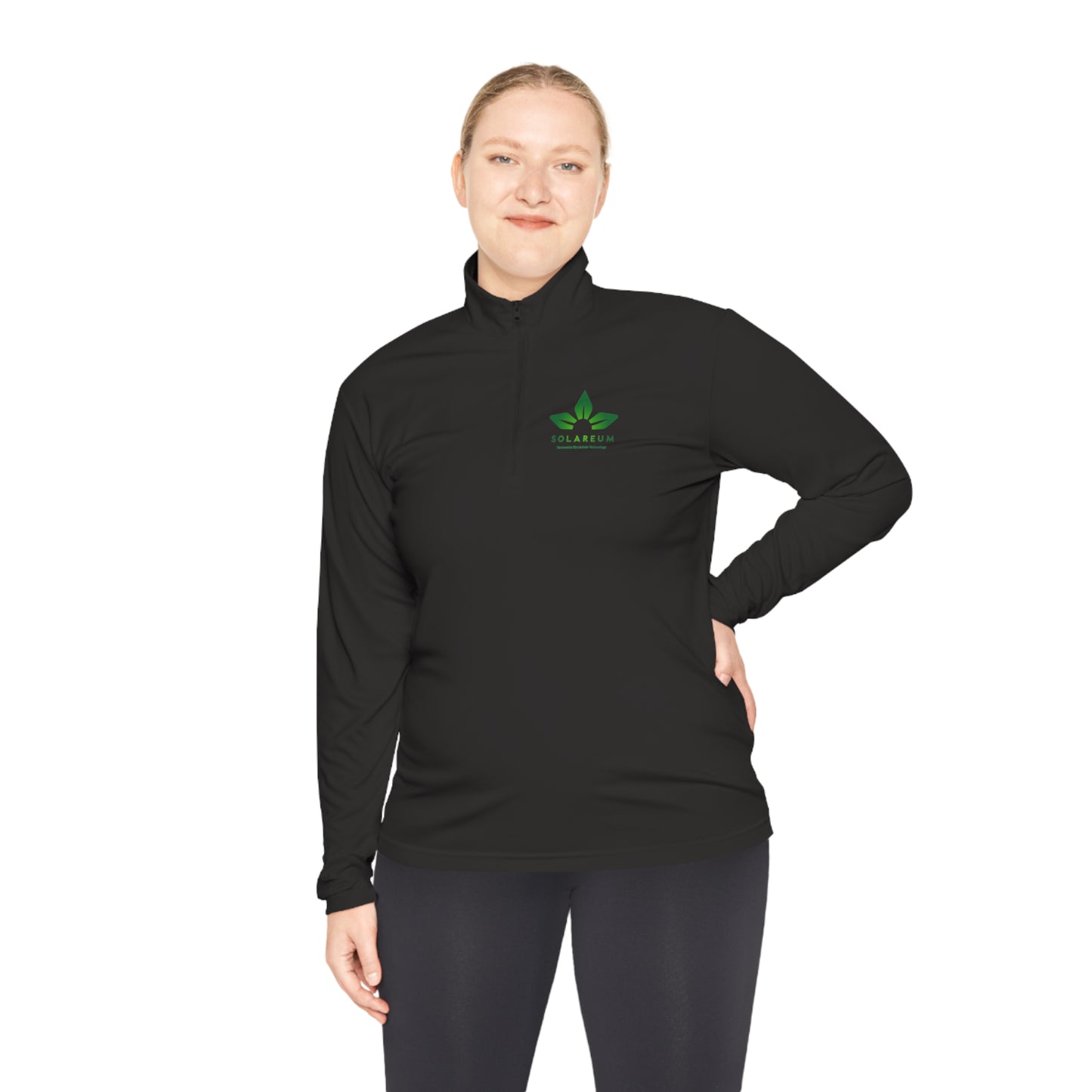 Unisex Quarter-Zip Green Logo Pullover