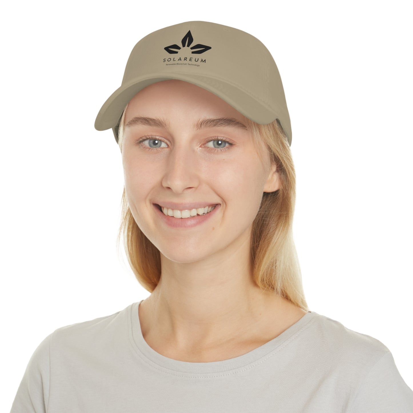 Khaki or white, Low Profile Baseball Cap, Black Logo