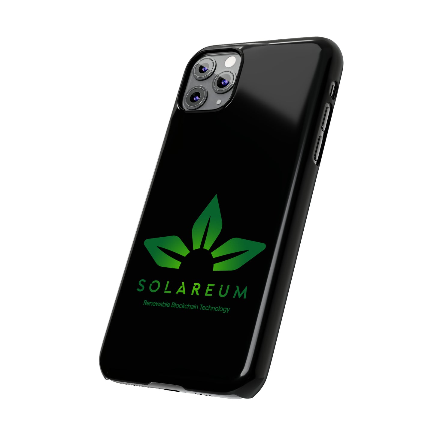 Slim, Green Logo Phone Case Black