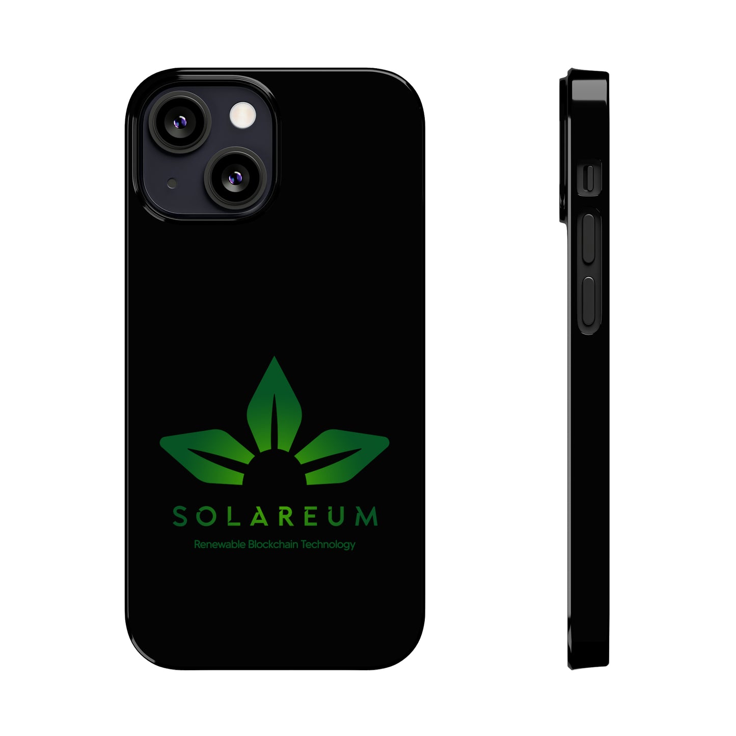 Slim, Green Logo Phone Case Black