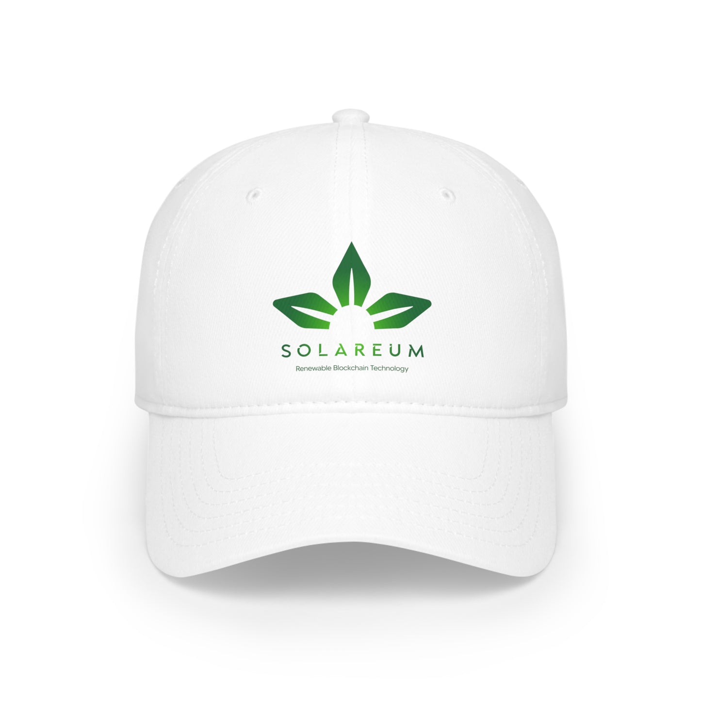 Khaki or white, Low Profile Baseball Cap, Green Logo