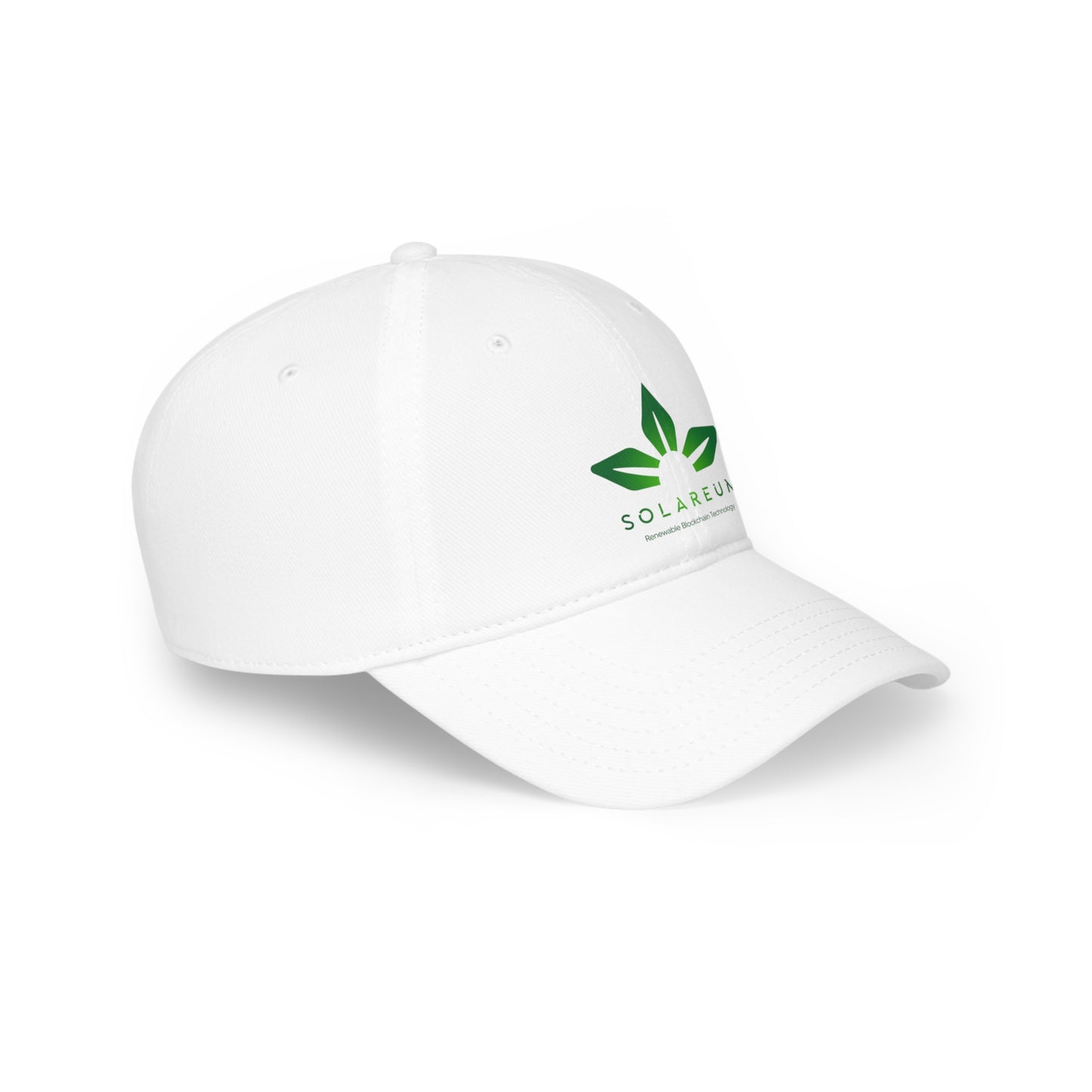 Khaki or white, Low Profile Baseball Cap, Green Logo