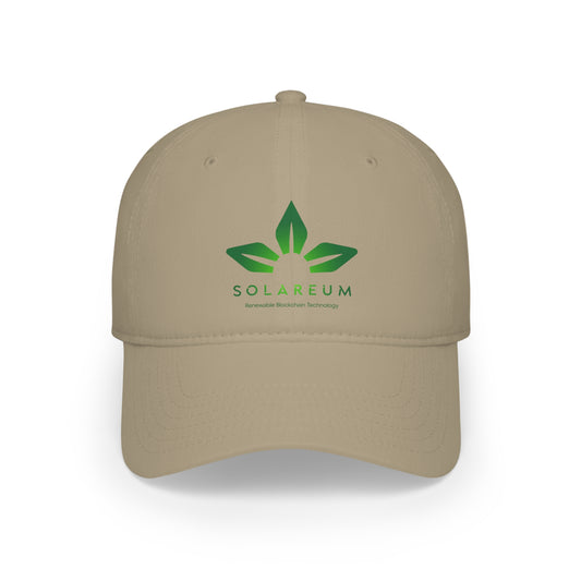 Khaki or white, Low Profile Baseball Cap, Green Logo